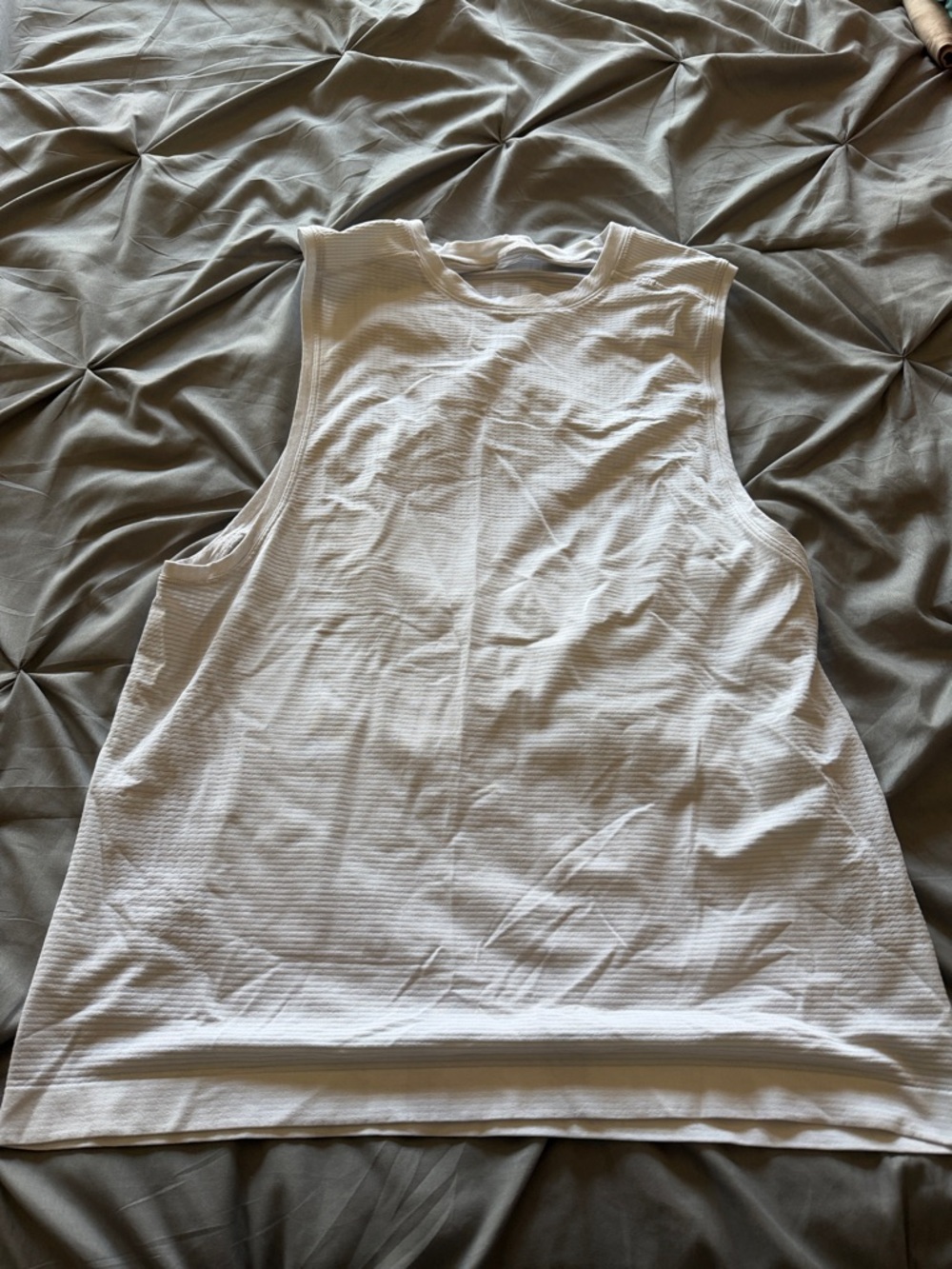 White mens sleeveless lululemon tank top